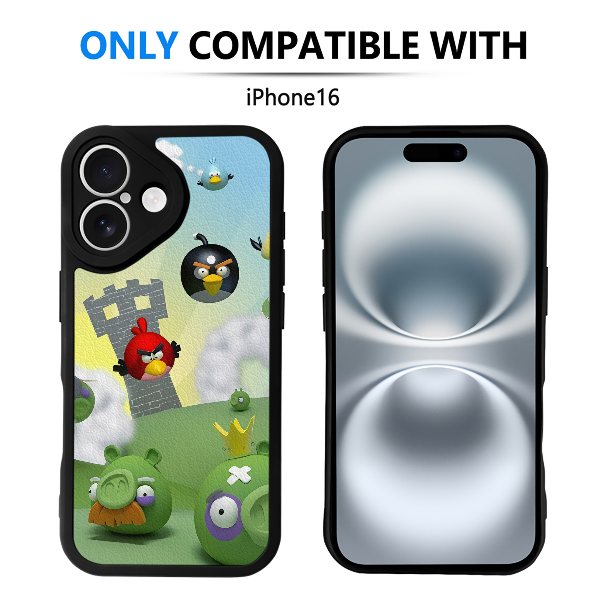 （画像用） Angry Birds アングリーバード 【iPhone 16シリーズ対応】シリコンスマホケース（レザー調） 材質：シリコン